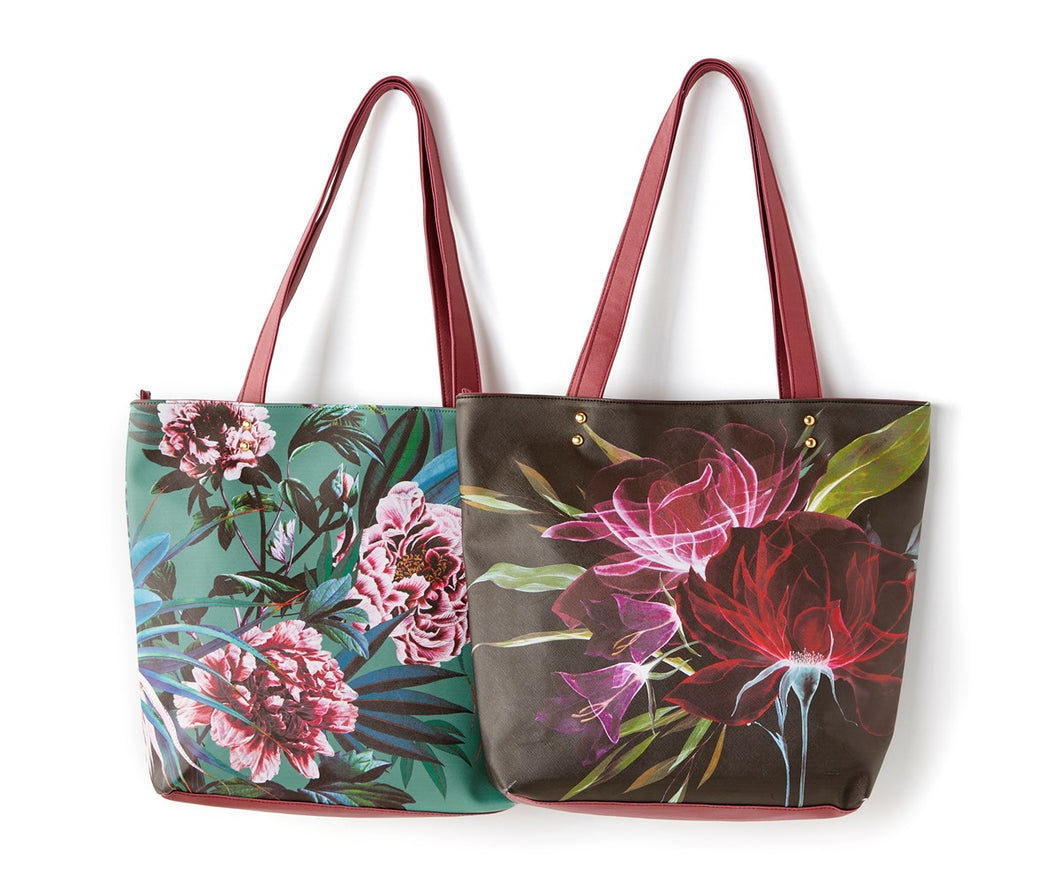 Tote - Burgundy with Floral